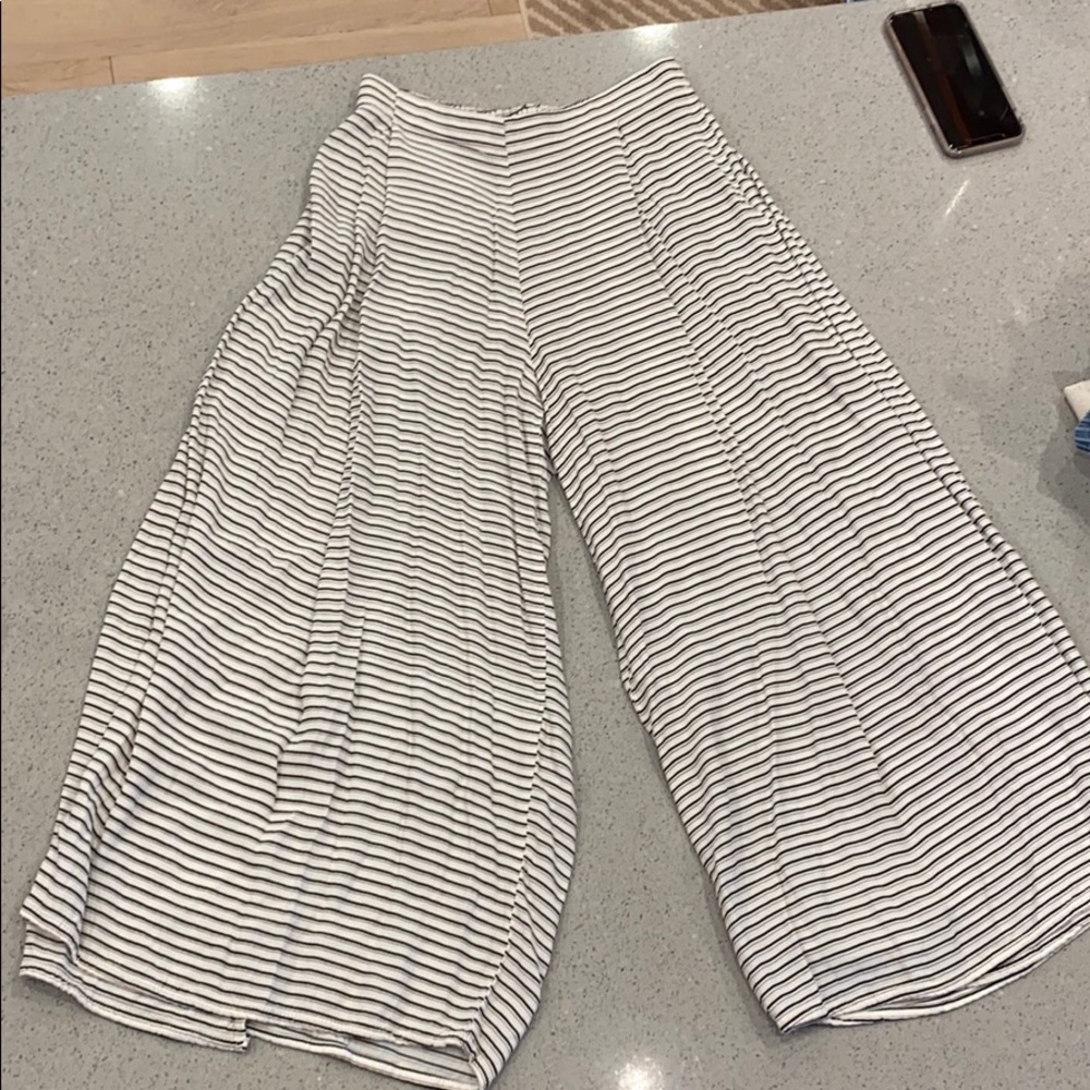 Black and white striped culottes pants